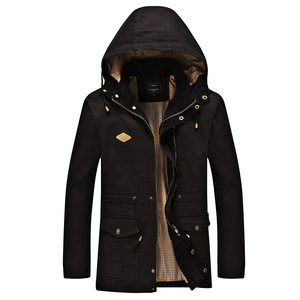 Men’s hooded washed cotton medium length coat casual business jacket in spring and Autumn