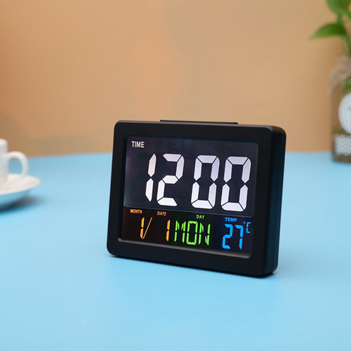 Color large screen LCD electronic clock with temperature alarm clock student alarm clock G2000 repeat display