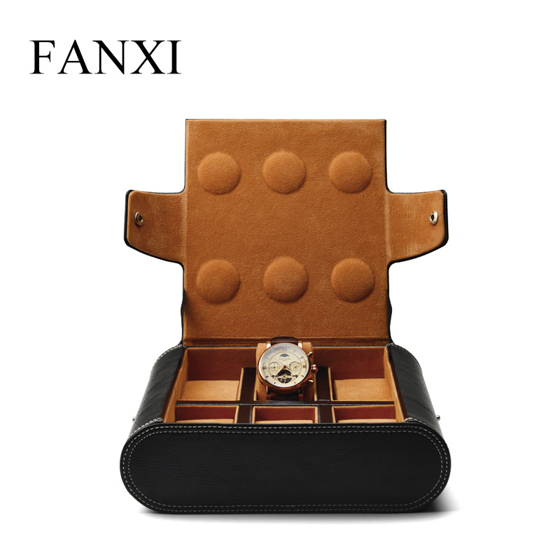 FANXI nuevo reloj de seis dígitos bolsa de almacenamiento Negro reloj de viaje portátil caja de almacenamiento