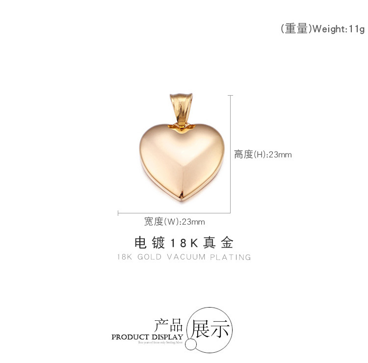 18K Gold Plated Plating Material Titanium Steel 18K Gold Plated Heart