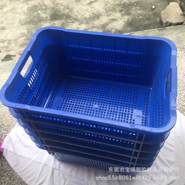内衣厂通用塑胶周转箱 蓝色加厚长方形收纳整理塑料框网格周转箩