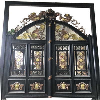 定制铝艺庭院门 铝合金公园农村家用铁门 欧式别墅铜门防盗门厂家|ms