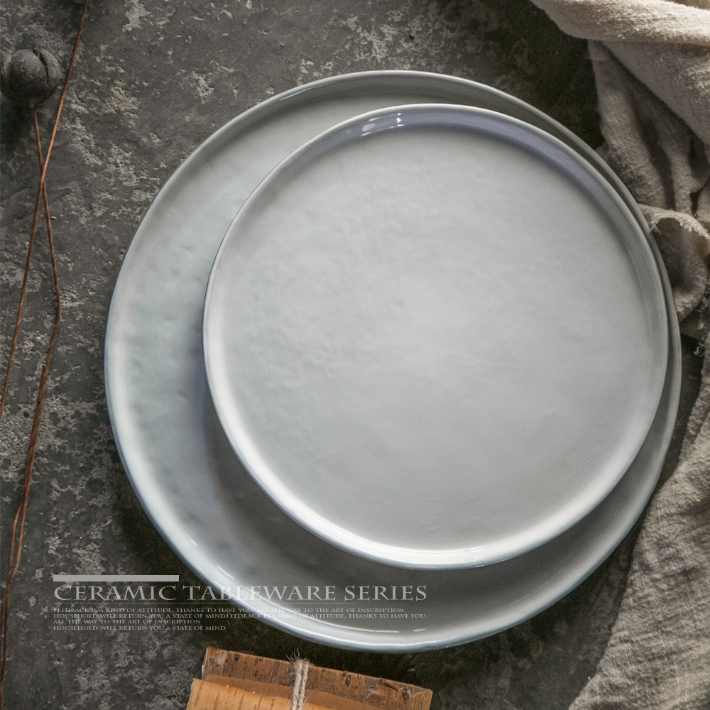 Nórdico simple serie vajilla de cerámica decoración de la Mesa placa plana de disco grande Placa de carne occidental