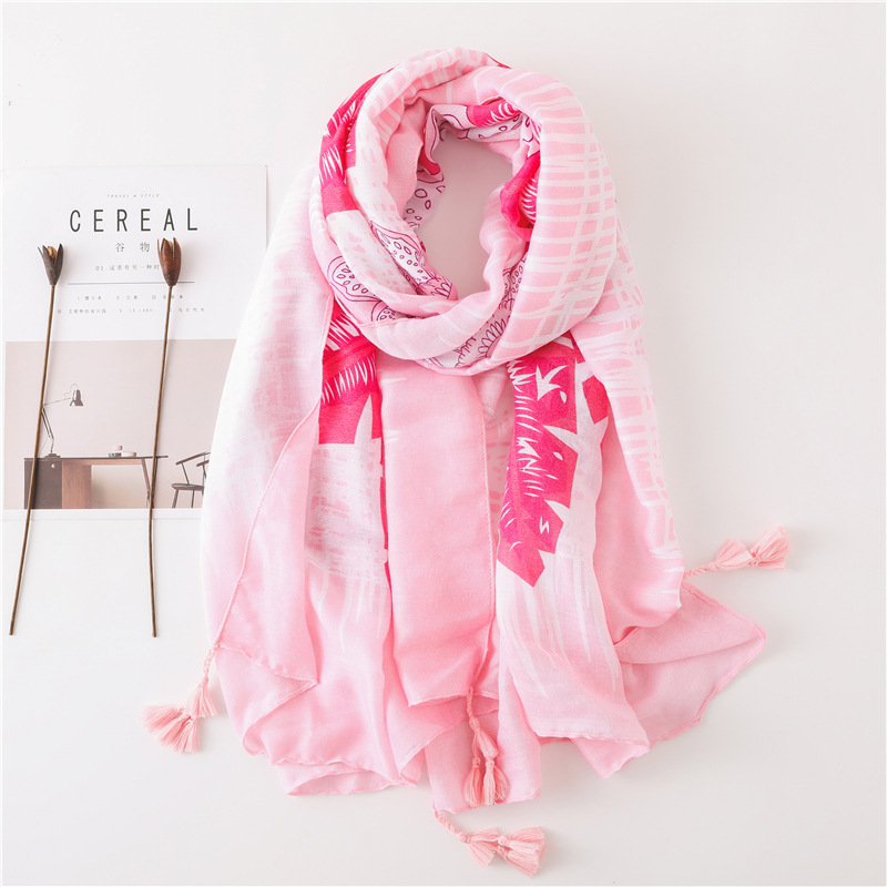 Sun Shawl Women Summer National Style Cotton And Linen Silk Scarf Printing Tassel Tulle Travel Beach Towel Sunshade Scarf display picture 75