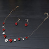 Fashionable red chain for key bag  for bride, necklace and earrings, set, decorations, evening dress, accessory, wholesale