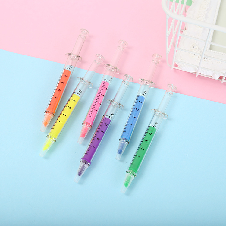 Creative Stationery Color Highlighter Funny Cute Needle Syringe Color Pen display picture 1
