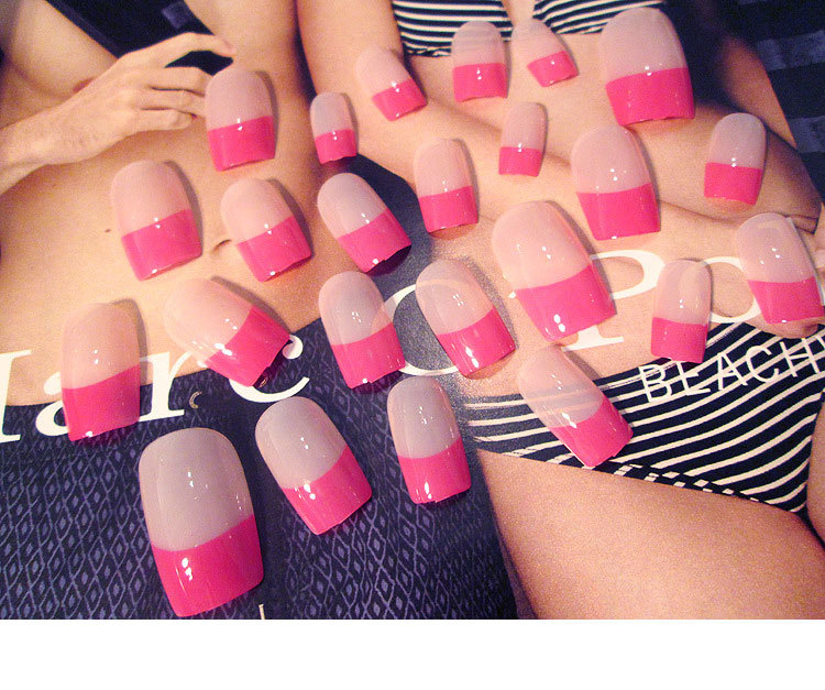 French Style Long Fake Nails - White Color
