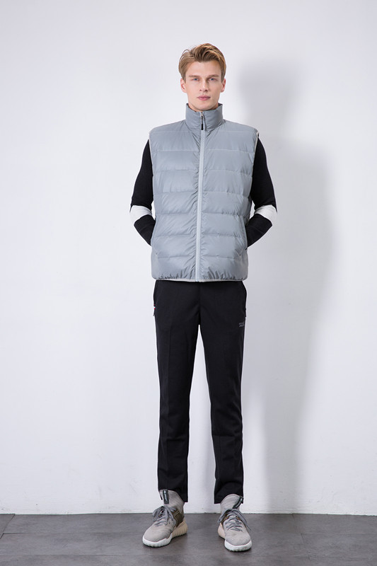 Abbigliamento da uomo invernale riflettente bianco anatra gilet di seta e cotone gilet caldo per sport all'aria aperta_voghion.com