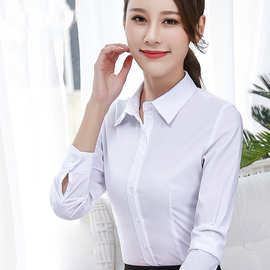 2024新款春季白衬衫女长袖韩版修身职业打底衫白衬衣工装工作服