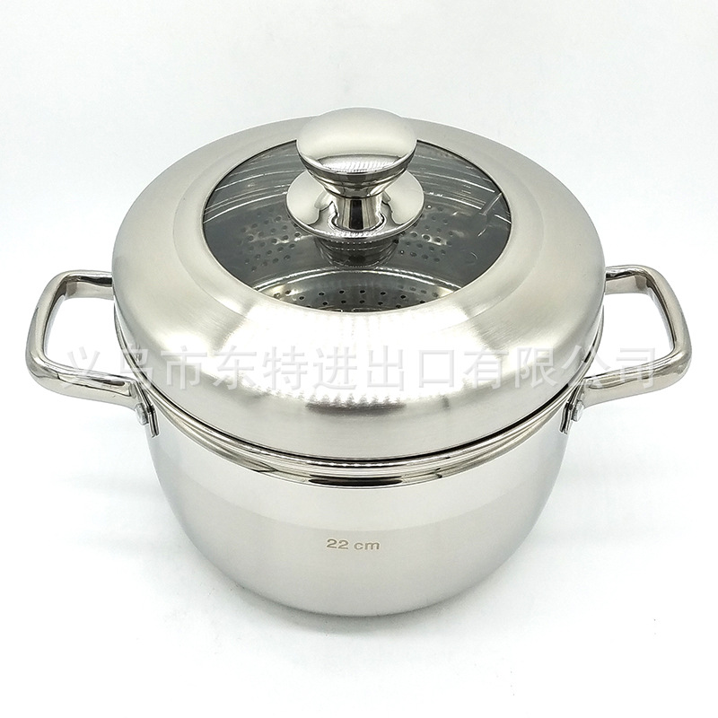 Factory direct sales of stainless steel steamers with thickened bottoms, soup POTS, Japanese double-layer induction cookers, universal steamers, gift steamers detail image 3
