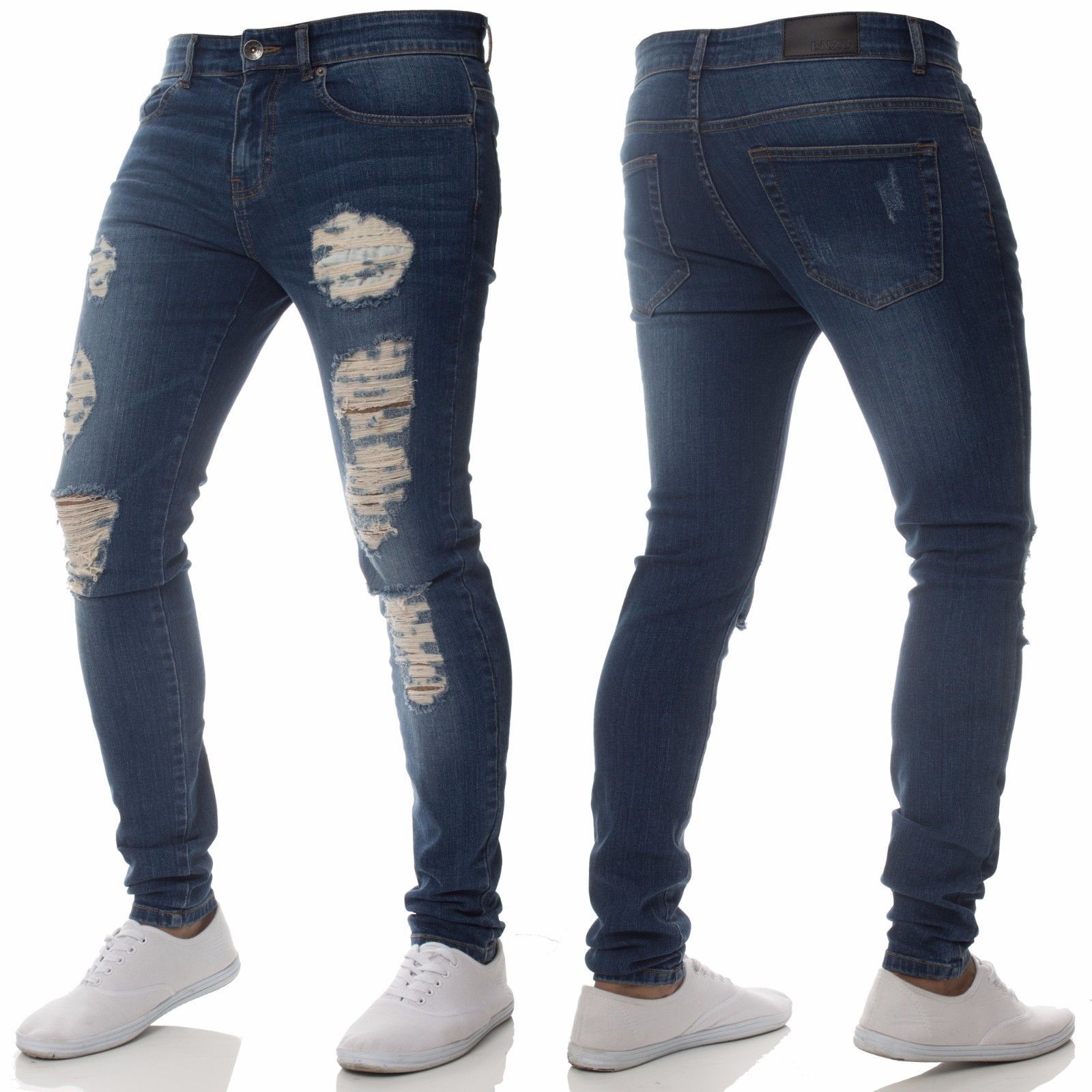 Casual Men'S Jeans Personality Hole Fit Small Leg Jeans Handsome Versatile Pants