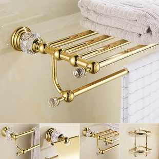 European Style Stainless Steel Towel Rack Bathroom Towel Bar Bathroom Hardware Pendant Crystal Set Bathroom Rack