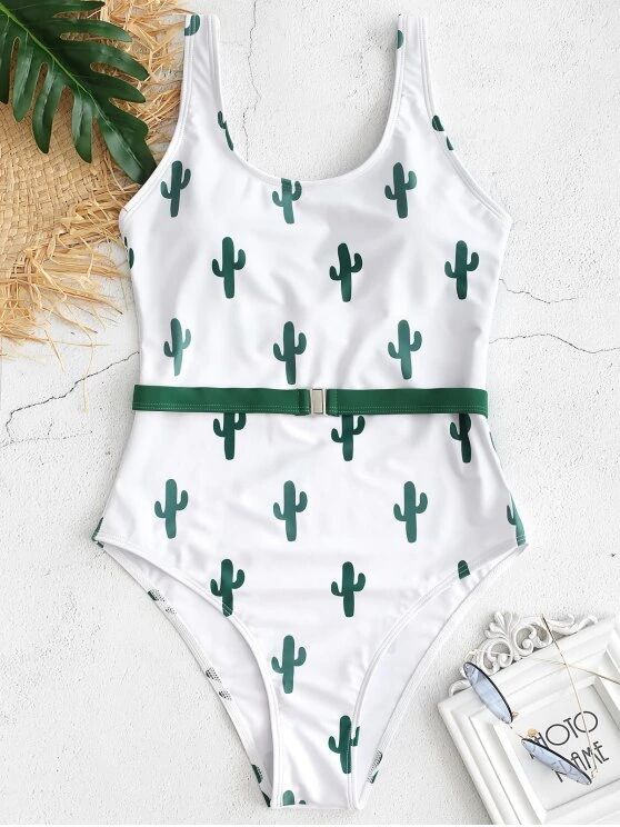 sexy cactus print one-piece swimsuit  NSHL33561