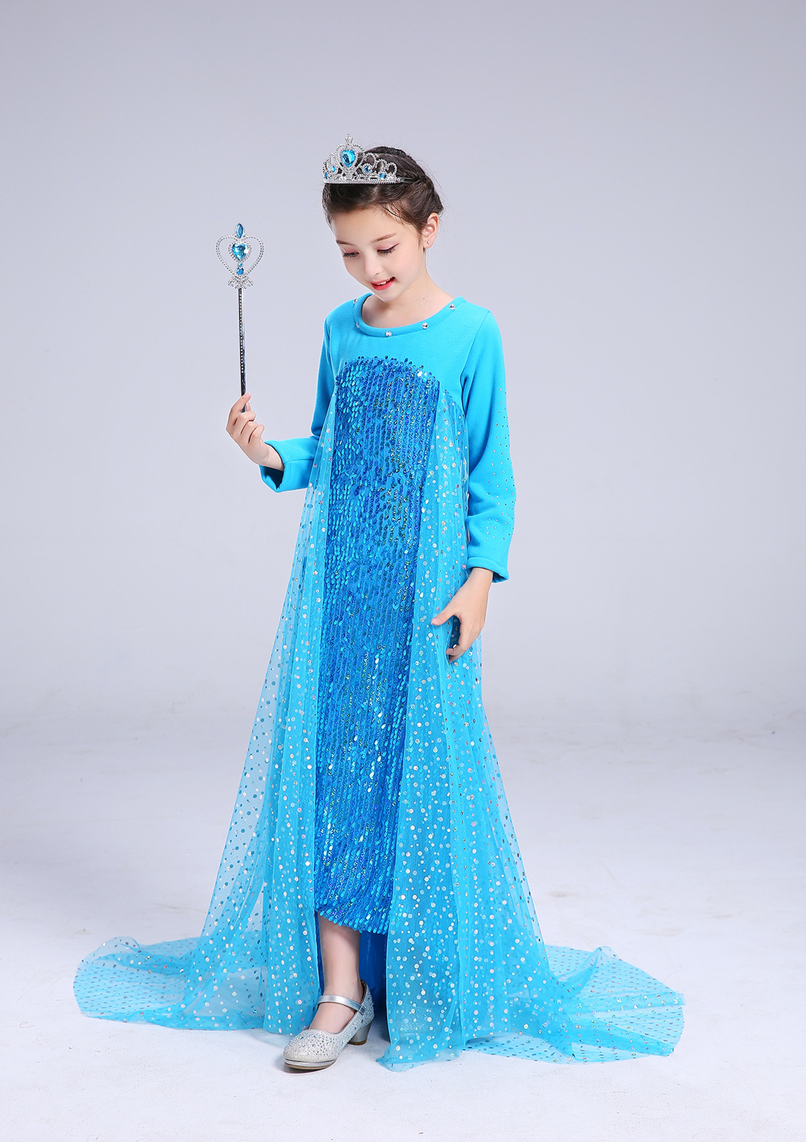 Christmas Ice Snow Enchanted Princess Skirt with No Pouring Sequins Thickening Down for Autumn and Winter Girls'_voghion.com