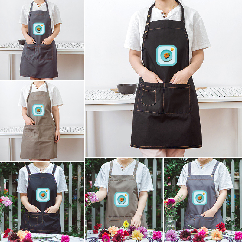 Estilo coreano moda impreso delantal tienda de frutas café leche tienda de té tienda de postres supermercado estudio delantal logotipo personalizable
