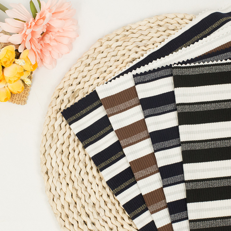 goods in stock knitting Color bar Yarn dyed rib Watkins Color bar Rib Tight fitting Base coat Fabric