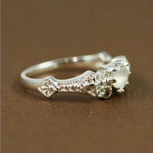 Floral Opal Heart-Shaped Ring 5