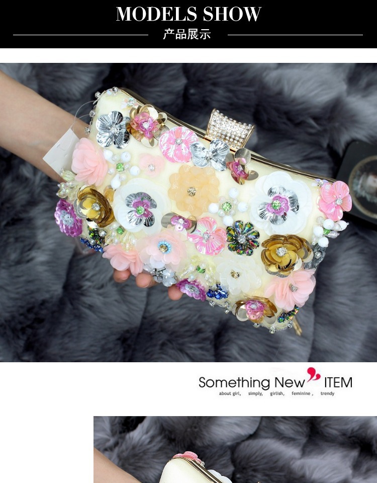 360g Weight Polyester Lining Material Magnetic Buckle Closure Type Single Shoulder Strap Strap Type Shoulder Bag, Evening Bag Bags Type Daily, Party Occasion Polyester Material Flower Pattern All Seasons Season Women'S Gender Fashion Style Square Shape Small Size Polyester Flower Square Clutch Evening Bag 10
