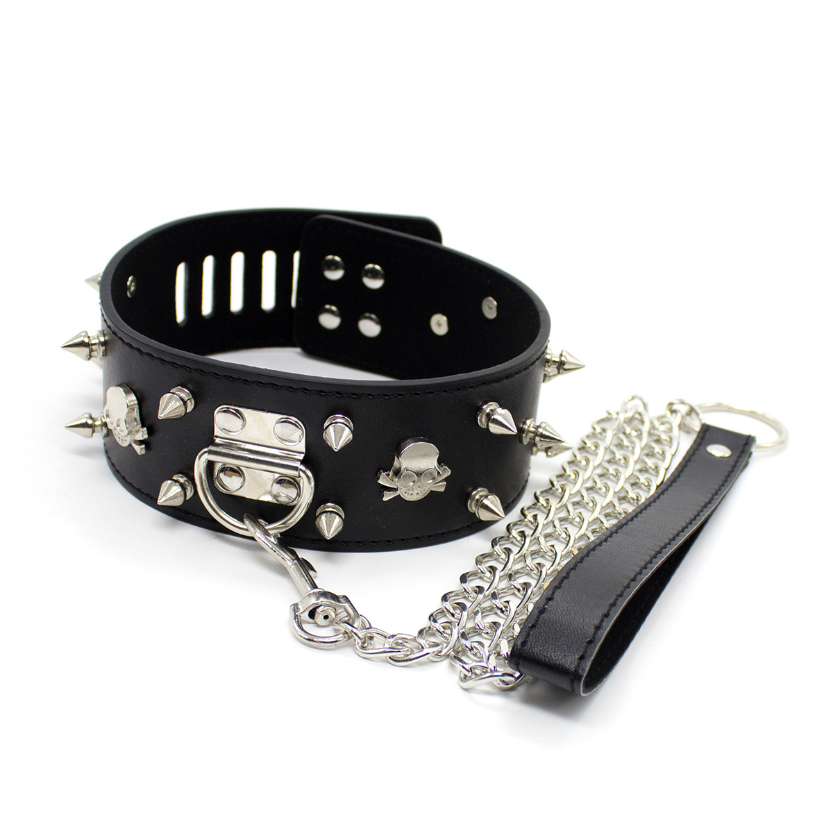 Juguetes sexuales puntiagudos uñas cráneo cuello cubierta Cadena de tracción Cadena de perro Cadena de collar juguetes alternativos suministros pasión dispositivo femenino