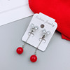 Earrings for bride from pearl, long zirconium, ear clips, birthday charm, accessory, Japanese and Korean, no pierced ears