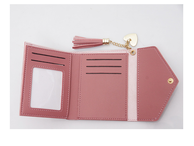 Fashion Heart Shape Solid Color Tassel Square Flip Cover Small Wallet display picture 5