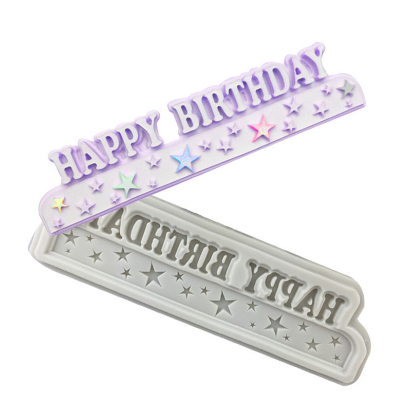 Happy birthday звезды приукрашены с днем рождения карточка для выпечки торта вокруг силиконовой формы яйца