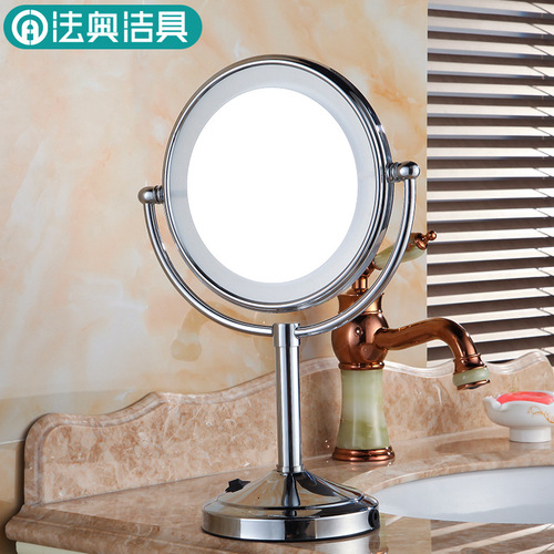 Hole-free bathroom makeup mirror Hotel bathroom double-sided magnifying beauty mirror Wall-mounted foldable LED mirror