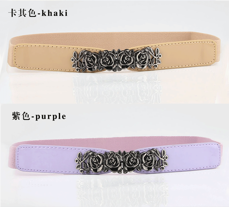 New Rose Pair Buckle Thin Solid Color Belt Wholesale Nihaojewelry display picture 6