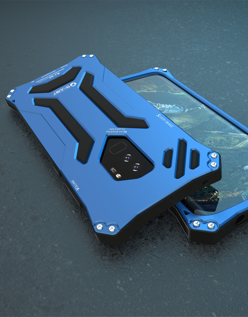 R-Just Gundam Water-resistant Shockproof Dirt-proof Snow-proof Premium Armor Heavy Duty Metal Protective Case Cover for Samsung Galaxy S9 Plus & Galaxy S9