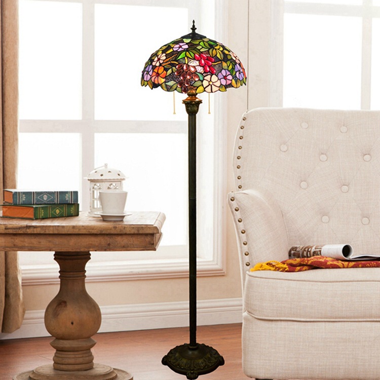 40cm Retro Creative Ou Jiu Tiffany Stained Glass Living Room Dining Room Grape Flower Floor Lamp American Garden Lamp 40cm Retro Creative Ou Jiu Tiffany Stained Glass Living Room Dining Room Grape Flower Floor Lamp American Garden Lamp