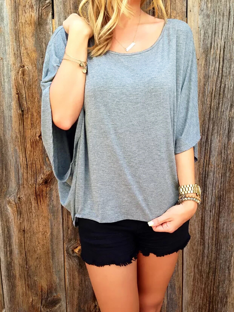 Irregular Backless Cross Front Loose T Shirt Three Quarter Sleeve Casual Style Comfortable Fabric Wholesale Available