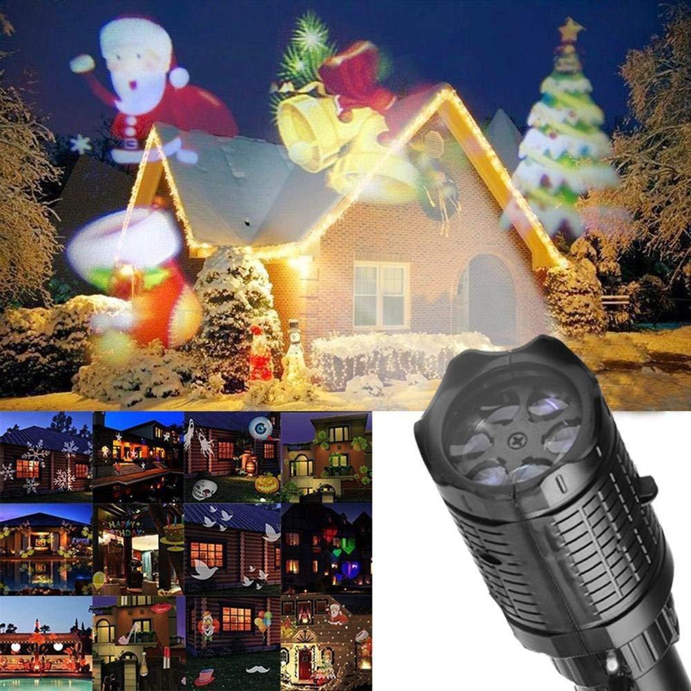 手电筒插卡投影灯 12菲林图案投影灯 圣诞 户外投影灯 圣诞雪花灯|ru