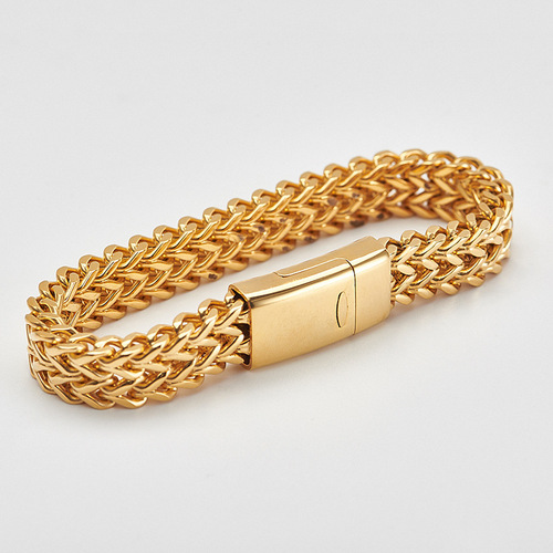 Euro-American Punk Style Bold Personality Titanium Steel Retro Men's Bracelet