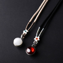 S925纯银配件 12MM泰银镶嵌猫眼宝石吊坠 手链项链配件 吊珠