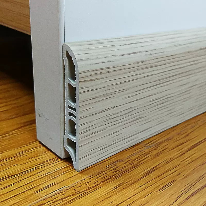PVC踢脚线6CM竹木纤维地脚线装饰线地板配件踢脚板墙角线生产厂家