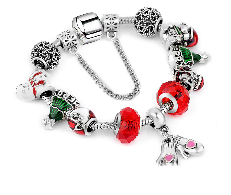 Braccialetti di perline natalizie, confezione regalo creativa per donna, bracciale con fiocco di neve, gioielli coordinati per le mani_voghion.com