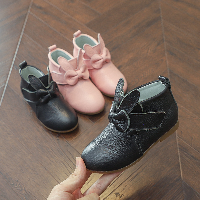 2020秋冬新款真皮女童棉鞋宝宝加绒短靴高帮单鞋儿童单靴一件代发