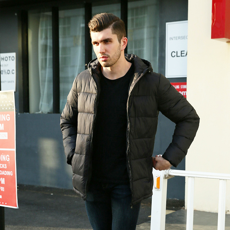 跨境中青年男裝棉服加絨輕薄款棉襖2018冬季男士短款羽絨棉衣批發