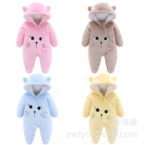 Baby one-piece suit, thick autumn and winter clothing, suitable for both boys and girls, newborn baby harrier, autumn and winter cotton coat, crawling suit