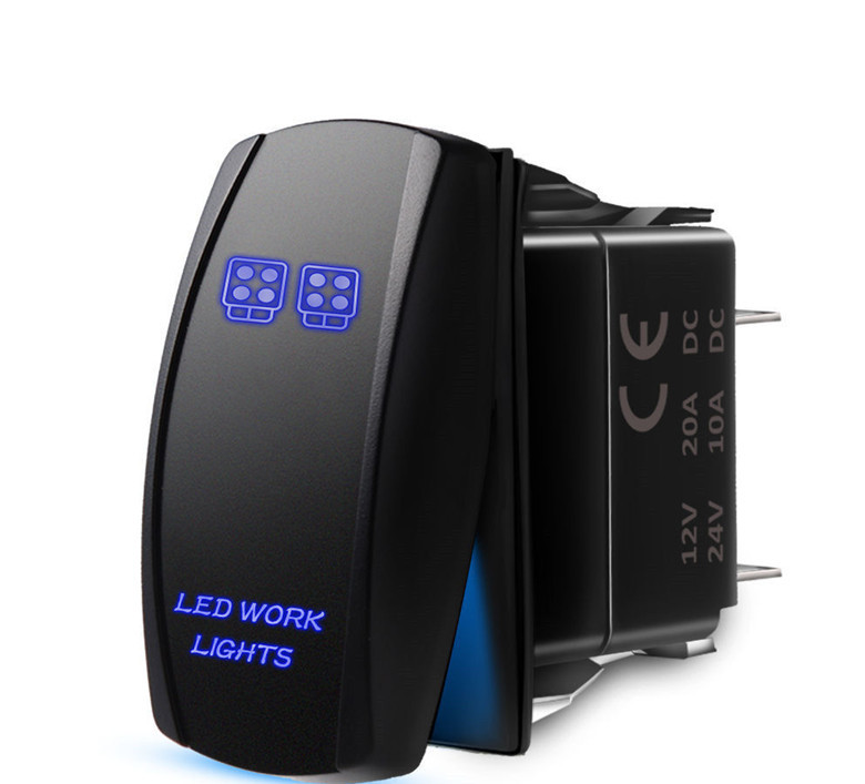 船汽车改装车用开关船型拨开关 5PIN on-off 镭雕12v-24V