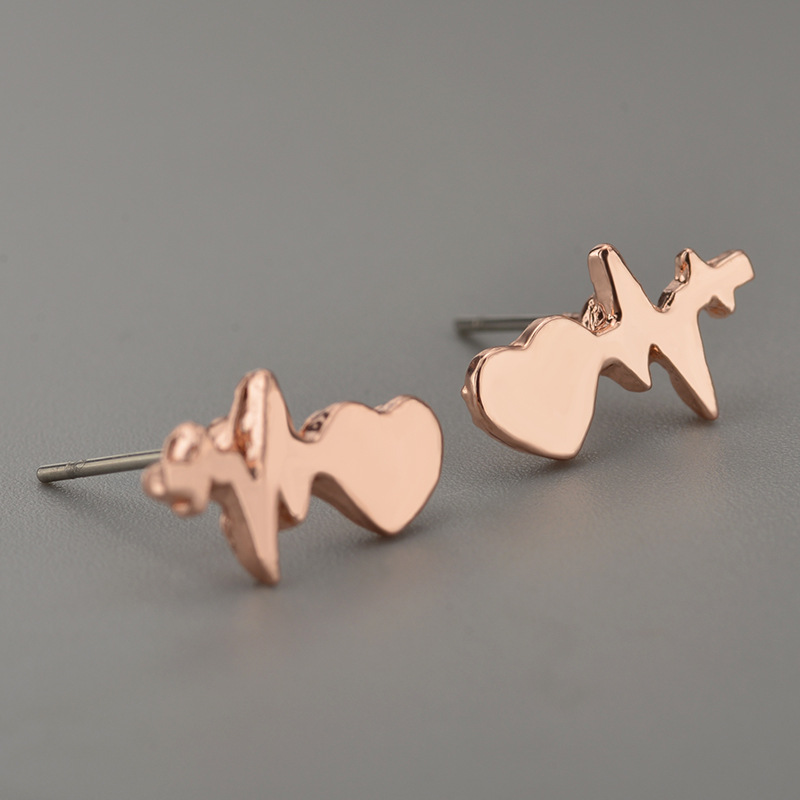 Fashion Ecg Heartbeat Current Lightning Styling Earrings display picture 4