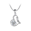 Cute universal copper silver pendant heart shaped with letters, zirconium, chain for key bag , Korean style