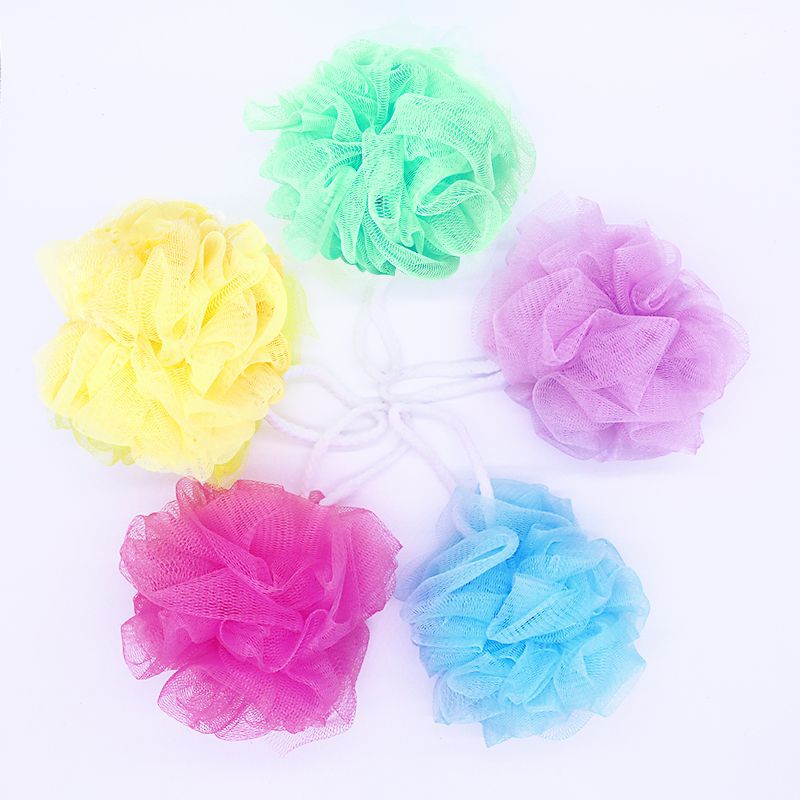 Esponjas de terciopelo de calabaza de seda, 5 paquetes de esponjas pequeñas para niños, esponjas de malla PUF reutilizables en color para duchas, esponjas de ducha, bolas de baño (2)