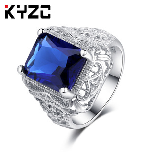 wish�羳��̟��u��Ʒ�925�y���{��ʯ��ָ �W��ӆ���ָ
