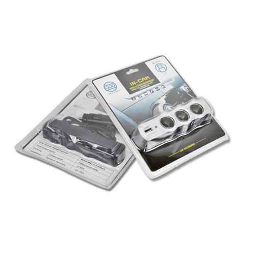 Car cigarette lighter, one to three car cigarette lighter charger, car one to three with USB cigarette lighter 0120