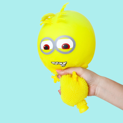 大號卡通發光奶爸小黃人橡膠軟閃光發泄減壓彈力球搖搖閃光玩具