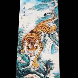 古玩批发织锦画挂画苏绣刺绣画画心唐卡画像虎鱼花山水唐卡