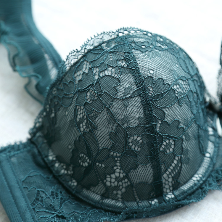 Neues Spitzen-BH-Set 16002 mit kleinem Brust-Raffungseinsatz für Damen 9227_voghion.com