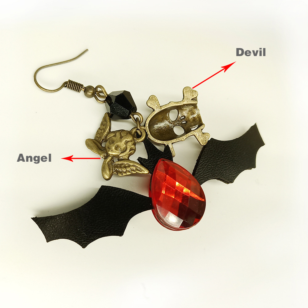 Bat, Skull Pattern Women's Gender 1 Pair Retro Punk Bat Skull Inlay Alloy Rhinestones Drop Earrings