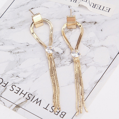 厂家直销创意韩版不锈钢耳钉女 超长款唯美耳饰 流苏耳坠耳环批发|ms